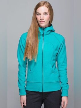 Lululemon Scuba Hoodie 1.0 Teal Green “Om Your Happy” Size 8 Rare Vintage